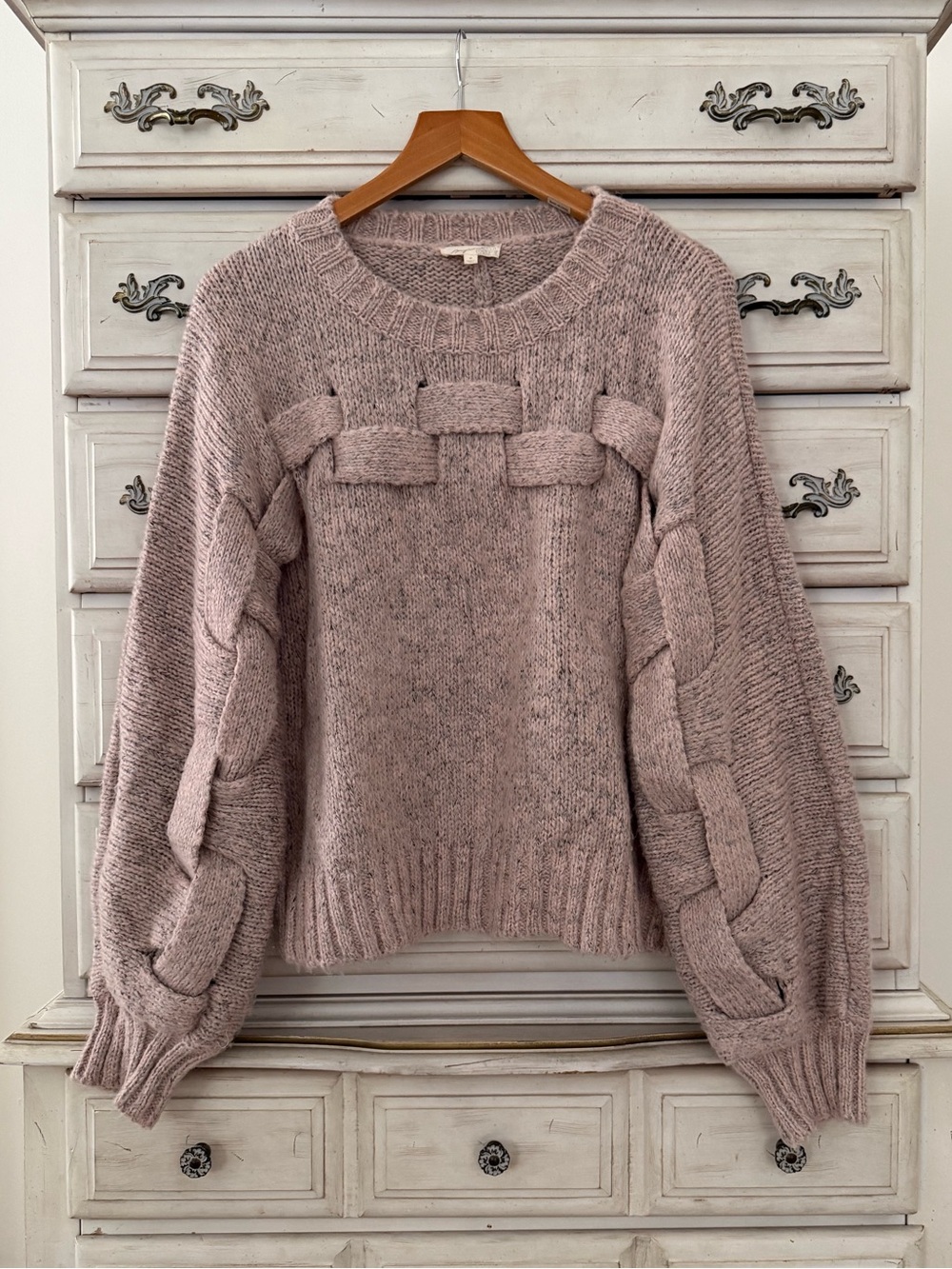 Vici Dusty Pink Speckled Woven Sweater